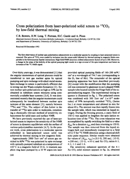 Cross Polarization from Laser-Polarized Solid Xenon to 13C02 by Low-Field Thermal Mixing