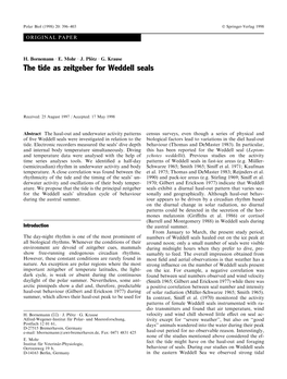 The Tide As Zeitgeber for Weddell Seals