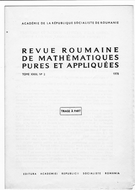 Revue Roumaine De Math Ematiques Pu Res Et Appliquees