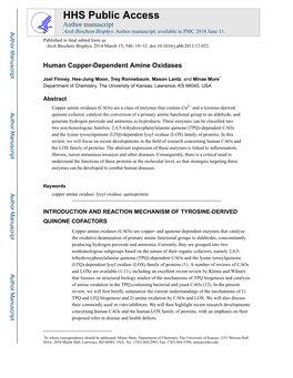 Human Copper-Dependent Amine Oxidases