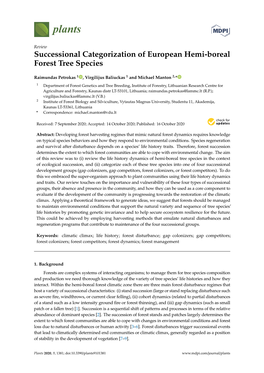 Successional Categorization of European Hemi-Boreal Forest Tree Species