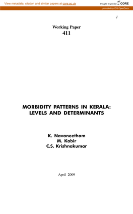 Morbidity Patterns in Kerala: Levels and Determinants