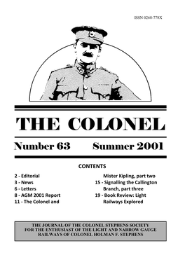 The Colonel Issn 0268-778X1