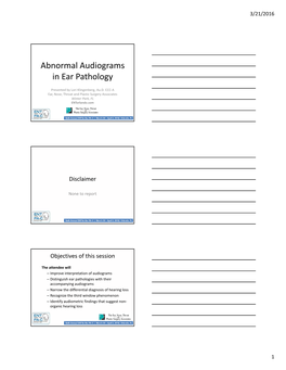 Abnormal Audiograms in Ear Pathology