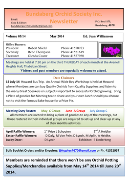 Bundaberg Orchid Society Inc. Newsletter
