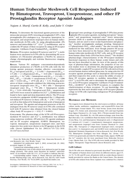 Human Trabecular Meshwork Cell Responses Induced by Bimatoprost, Travoprost, Unoprostone, and Other FP Prostaglandin Receptor Agonist Analogues