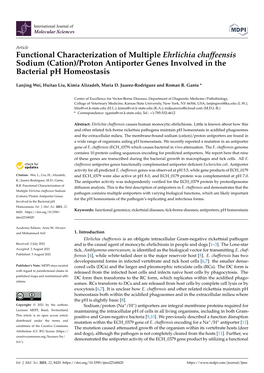 (Cation)/Proton Antiporter Genes Involved in the Bacterial Ph Homeostasis