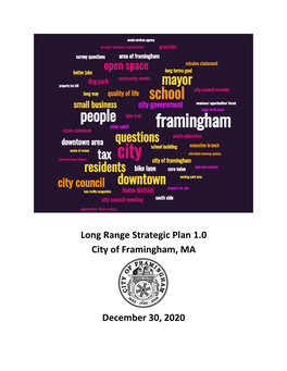 Long Range Strategic Plan 1.0 City of Framingham, MA December 30, 2020