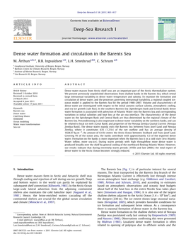 Dense Water Formation and Circulation in the Barents Sea