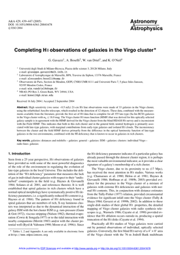 Completing H I Observations of Galaxies in the Virgo Cluster