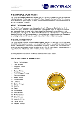 The 2014 World Airline Awards About the 2014