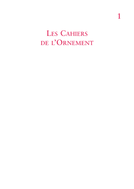 Les Cahiers De L'ornement