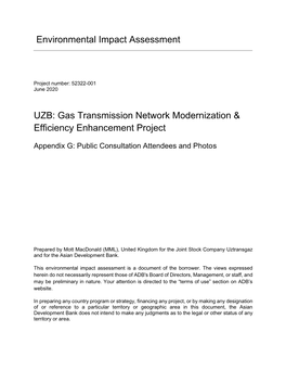 Environmental Impact Assessment UZB: Gas Transmission Network