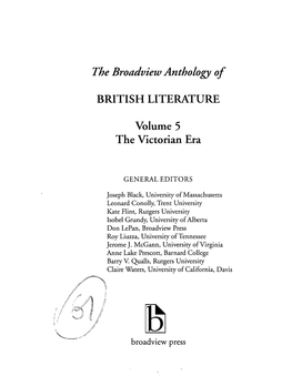The Broadview Anthology of BRITISH LITERATURE Volume 5 The