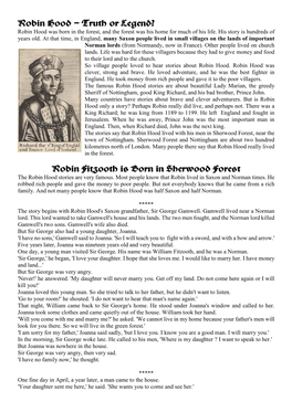 Robin Hood – Truth Or Legend? Robin Fitzooth Is Born in Sherwood Forest