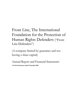 Front Line, the International Foundation for the Protection of Human Rights Defenders (“Front Line Defenders”)