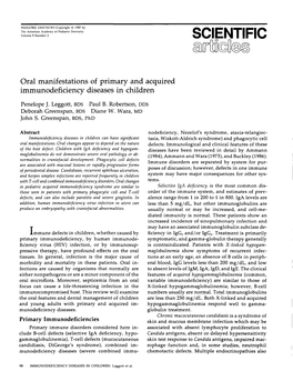 Oral Manifestations of Primary and Acquired Immunodeficiency Diseases in Children