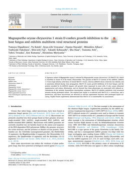 Magnaporthe Oryzae Chrysovirus 1 Strain D Confers Growth Inhibition to the Host Fungus and Exhibits Multiform Viral Structural Proteins T