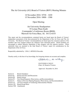 The Air University (AU) Board of Visitors (BOV) Meeting Minutes 14