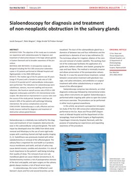 Sialoendoscopy for Diagnosis and Treatment of Non-Neoplastic Obstruction in the Salivary Glands