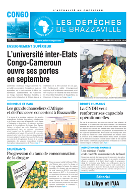 L'université Inter-Etats Congo-Cameroun Ouvre Ses Portes