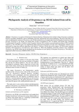 Phylogenetic Analysis of Streptomyces Sp. H2AK Isolated from Soil in Kuşadası