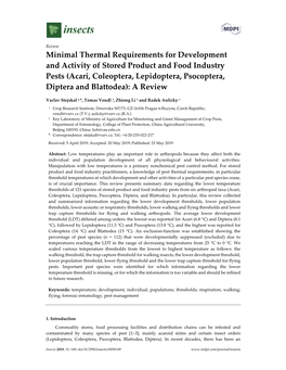 Minimal Thermal Requirements for Development and Activity Of