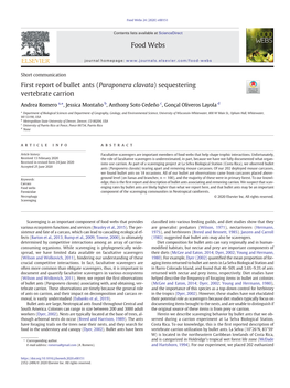 Paraponera Clavata) Sequestering Vertebrate Carrion