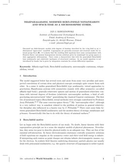 For Publisher's Use TELEPARALLELISM, MODIFIED