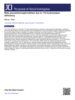 Male Pseudohermaphroditism Due to 17Α-Hydroxylase Deficiency