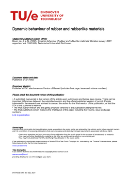 Dynamic Behaviour of Rubber and Rubberlike Materials