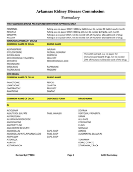 AKDC Prescription Formulary