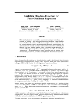 Sketching Structured Matrices for Faster Nonlinear Regression