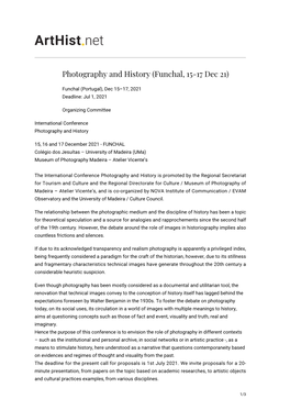 Photography and History (Funchal, 15-17 Dec 21)