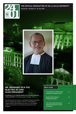 BR. BERNARD OCA FSC ELECTED AS 24Th DLSU PRESIDENT