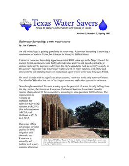 Rainwater Harvesting: a New Water Source by Jan Gerston