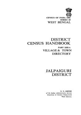 Village & Town Directory, Jalpaiguri, Part XIII-A, Series-23, West Bengal