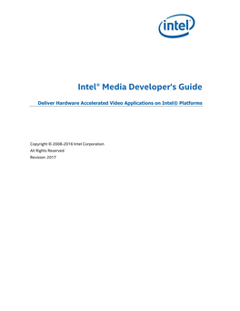 Intel® Media SDK Developer's Guide