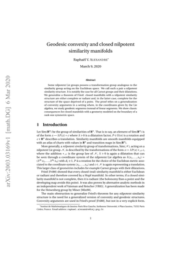 Geodesic Convexity and Closed Nilpotent Similarity Manifolds