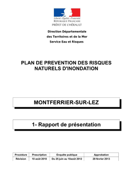 MONTFERRIER-SUR-LEZ 1- Rapport De Présentation