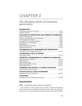 CHAPTER 2 the Changing Nature of Corporate Governance