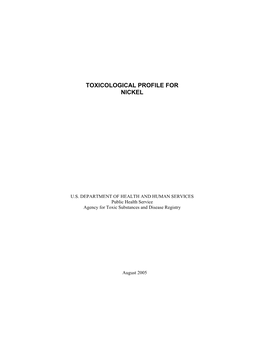 Toxicological Profile for Nickel