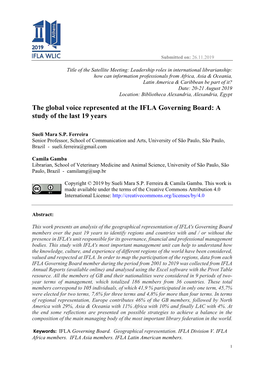 The Global Voice Represented at the IFLA Governing Board: a Study of the Last 19 Years