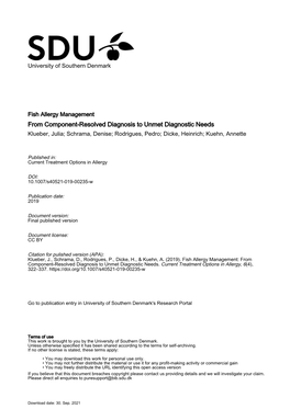 From Component-Resolved Diagnosis to Unmet Diagnostic Needs Klueber, Julia; Schrama, Denise; Rodrigues, Pedro; Dicke, Heinrich; Kuehn, Annette