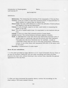 Introduction to Oceanography Name Lab Exercise #1 BATHYMETRY