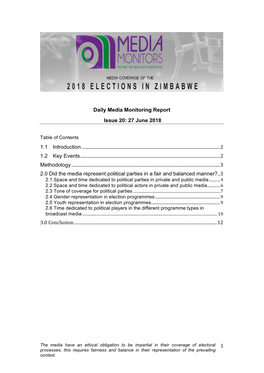 1 Daily Media Monitoring Report Issue 20: 27 June 2018