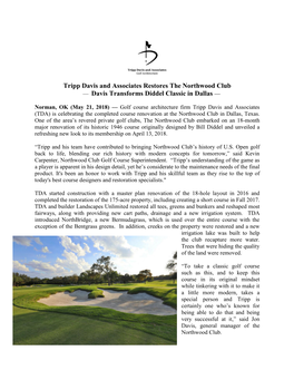 Tripp Davis and Associates Restores the Northwood Club — Davis Transforms Diddel Classic in Dallas —