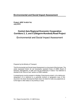 Environmental and Social Impact Assessment