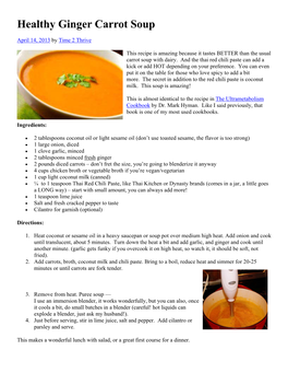 Healthy Ginger Carrot Soup