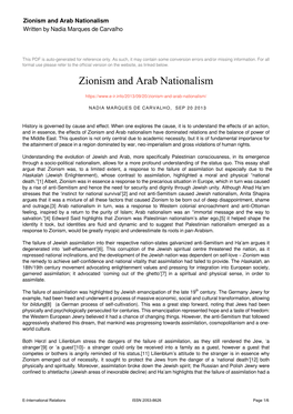 Zionism and Arab Nationalism Written by Nadia Marques De Carvalho